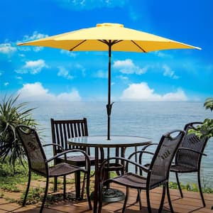 9 ft. Aluminum Market Push Button Tilt Patio Umbrella in Yellow with Carry Bag without Base