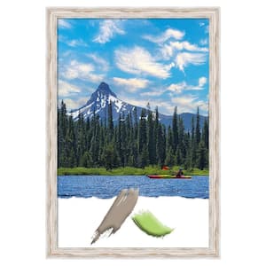 Alexandria White Wash Narrow Wood Picture Frame Opening Size 24 x 36 in.