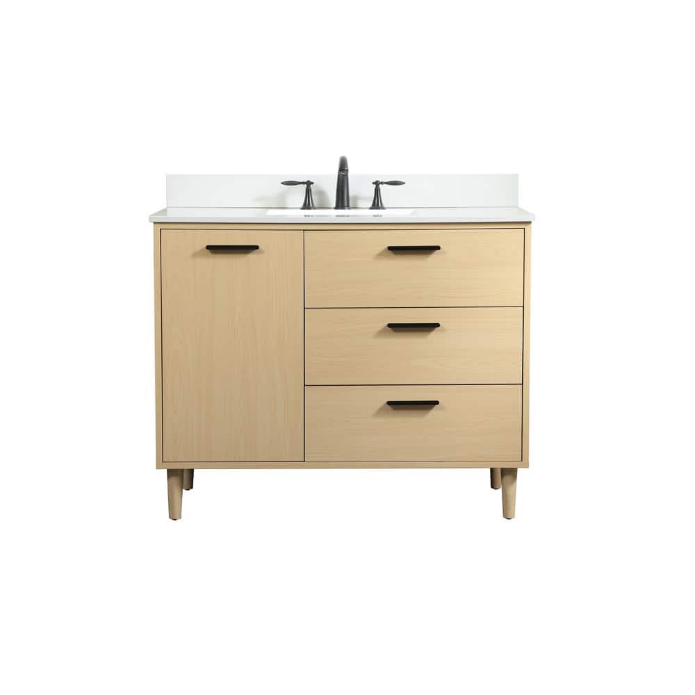 Timeless 42 in. W Single Bath Vanity in Maple with Engineered Stone Vanity 