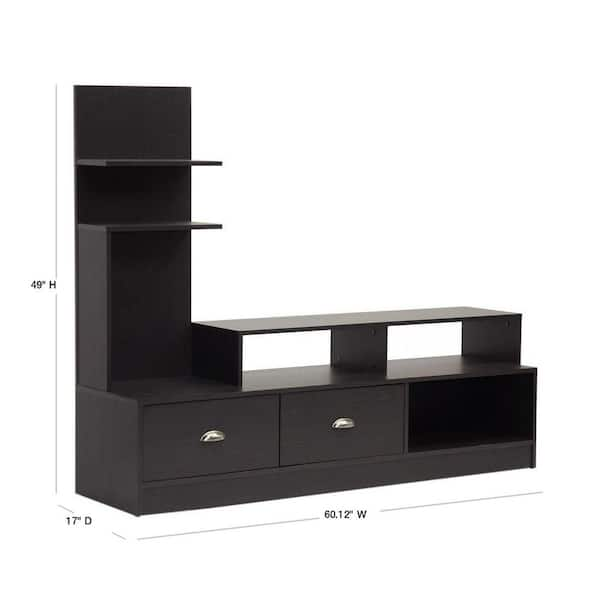 Baxton Studio Armstrong 60 in. Dark Brown Wood TV Stand with 2