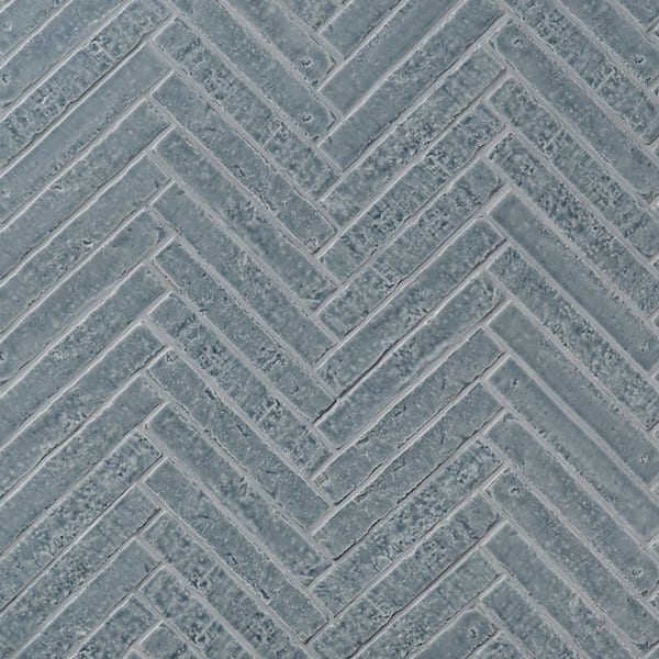 Virtuo River Blue 1.45 in. x 9.21 in. Polished Crackled Ceramic Subway Wall Tile (4.65 sq. ft./Case)