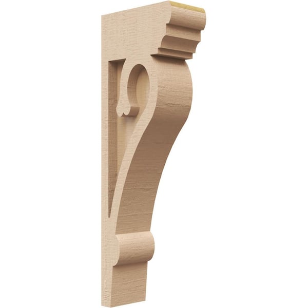 Ekena Millwork 2 in. x 12 in. x 4 in. Series 2 Thin Mayflower Rough Cedar Woodgrain Timberthane Polyurethane Corbel, Primed Tan