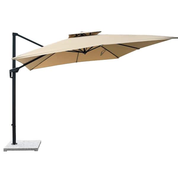 TWT 10 ft. Aluminum Cantilever Outdoor Patio Umbrella in Beige