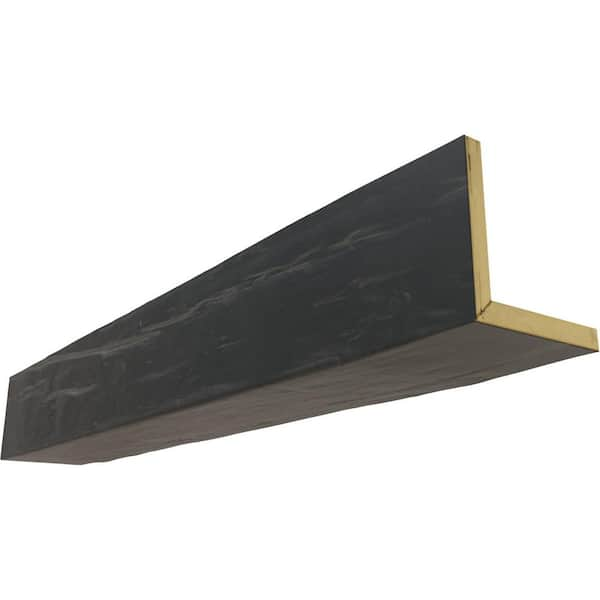 Ekena Millwork 4 in. x 12 in. x 14 ft. 2-Sided (L-Beam) Riverwood Aged Ash Faux Wood Ceiling Beam