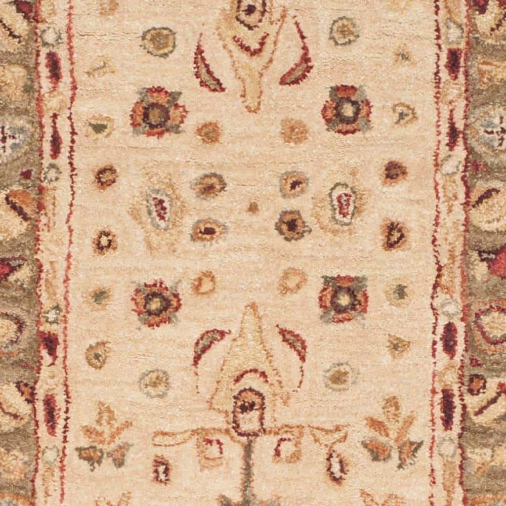 Ivory Floral Handmade Wool Tufted Runner Rug 120" x 27"