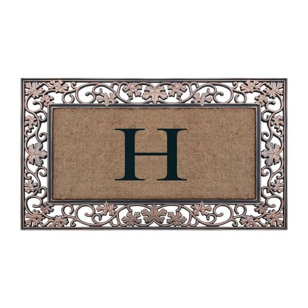 A1 Home Collections A1hc Dirt Trapper Black/Beige 23 in. x 38 in. Rubber and Coir Heavy Weight Large Monogrammed Y Doormat