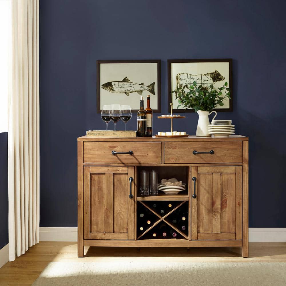Rustic Charm 57'' Natural Wood Sideboard with Industrial Accents