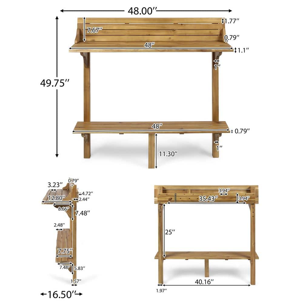 Natural Stained Acacia Wood Bar Height Balcony Table