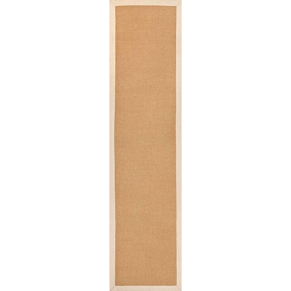 Camden Farmhouse Cottage Border Jute Natural/Beige 2 ft. x 8 ft. Runner Rug