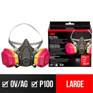 OV/AG/P100 Professional Multi-Purpose Reusable Respirator, Large, 1 Facepiece and 1 Pair of 60923 Cartridge/Filters