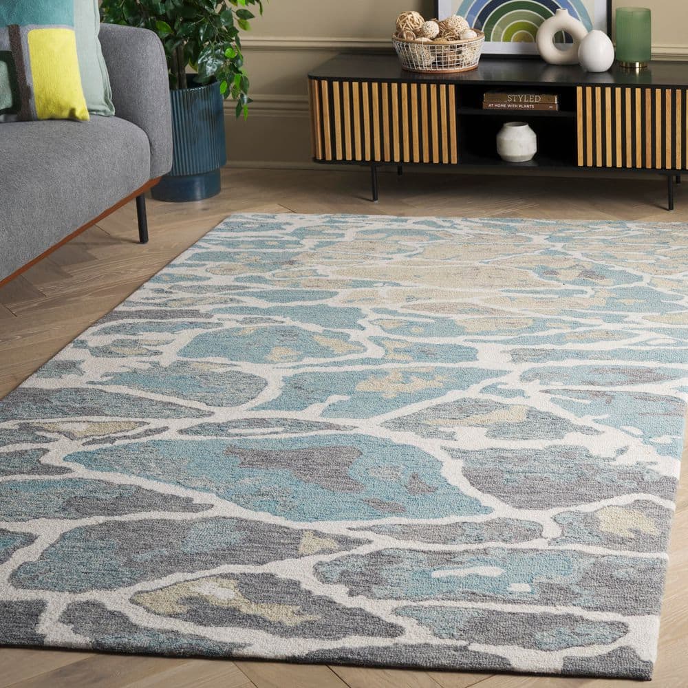 Abstract 6 ft. x 9 ft. Blue/Ivory Abstract Caustic Area Rug price history on PriceWatchPro