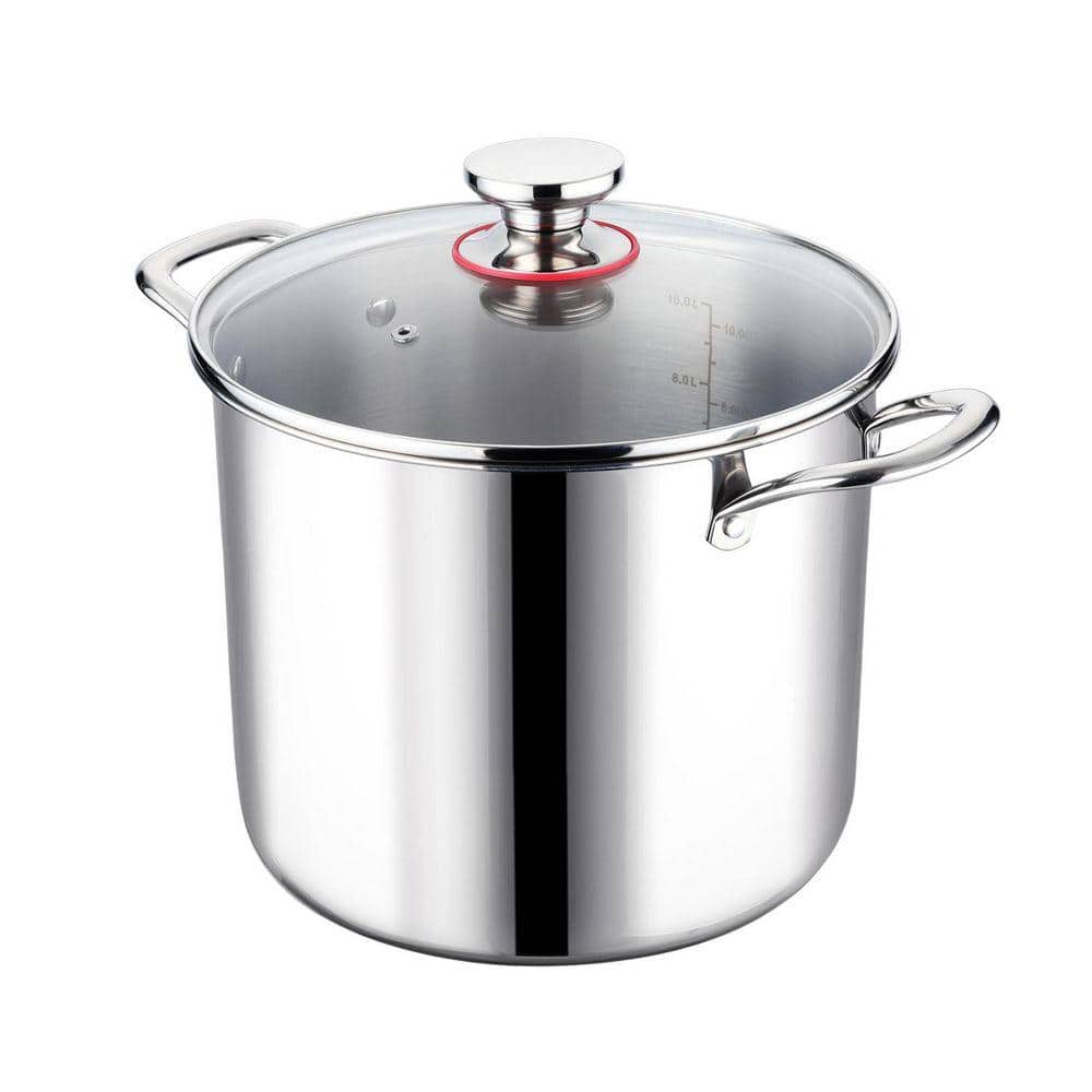 12 QT Stock Pot with Lid, Stainless Steel Tri-Ply Heavy Duty Large