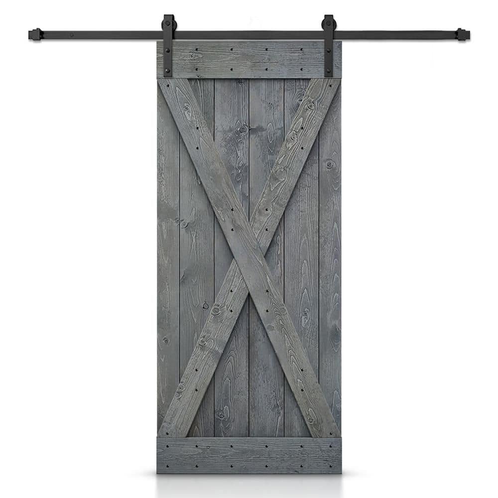 42 in. x 80 in. X Series Solid Core Gray Stained DIY Wood Interior Sliding Barn Door with Hardware Kit price history on PriceWatchPro