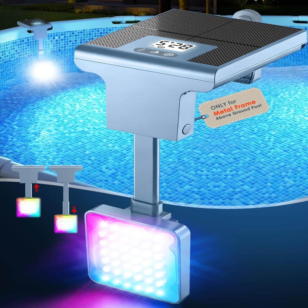 Solar Pool Light with LCD Thermometer for Metal Frame Above Ground ...