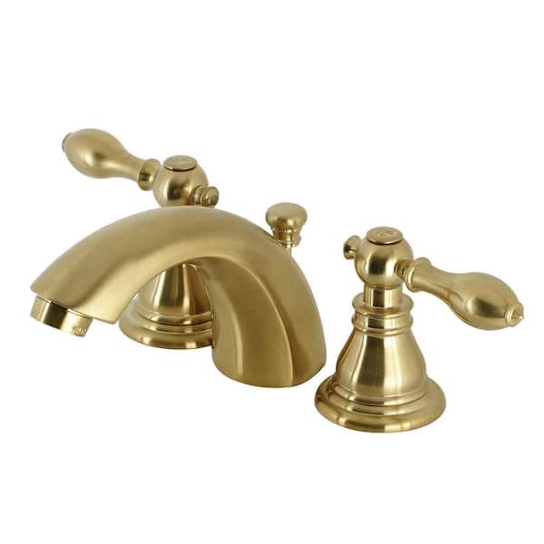American Classic 4 in. Mini-Widespread Double Handle Bathroom Faucet with Pop-Up in Brushed Brass