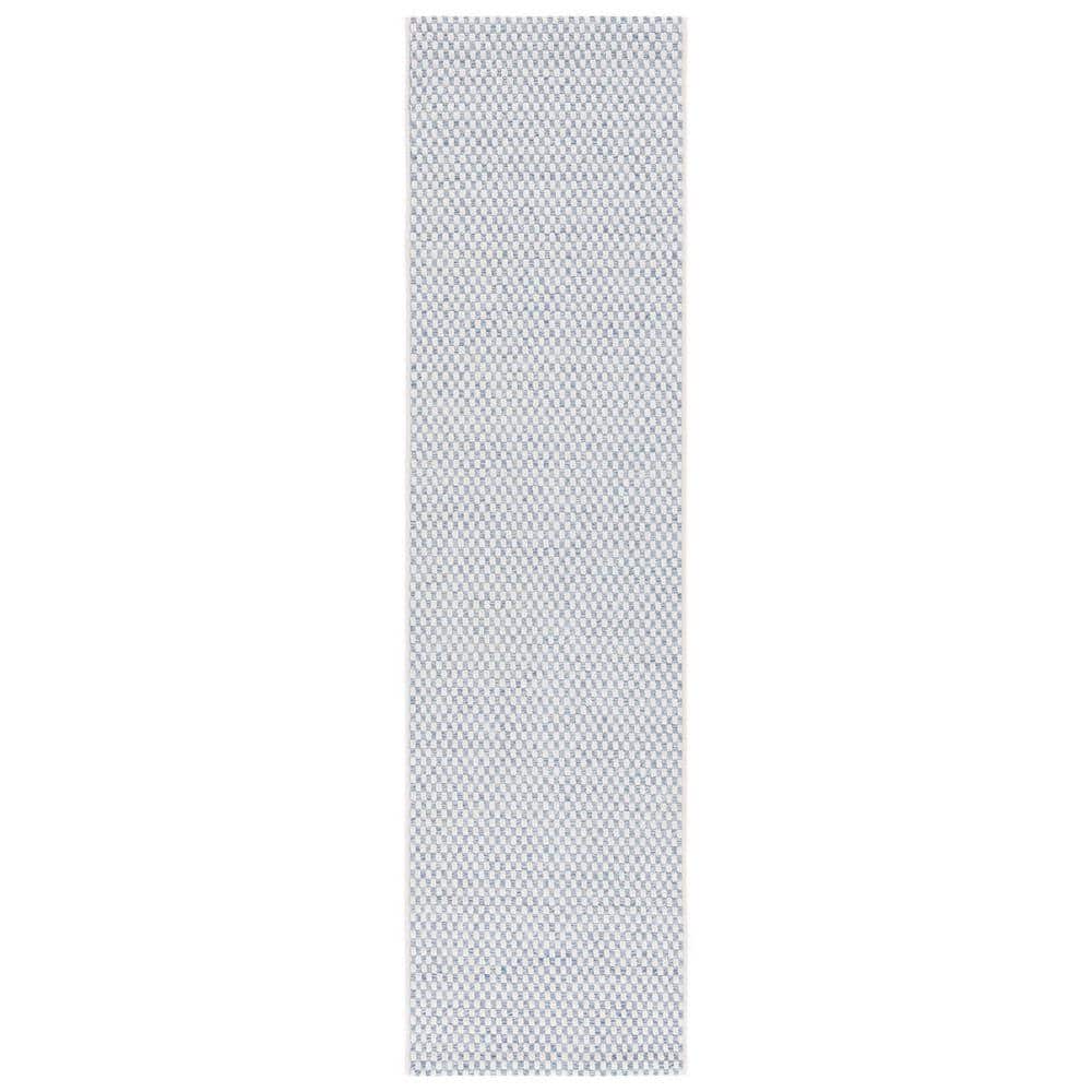 SAFAVIEH Sisal All-Weather Blue/Ivory 2 ft. x 8 ft. Solid Woven Indoor ...
