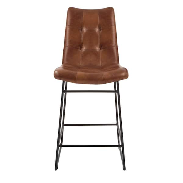 Home Decorators Collection Ivers Stitched Faux Leather Upholstered Counter Stool with Back