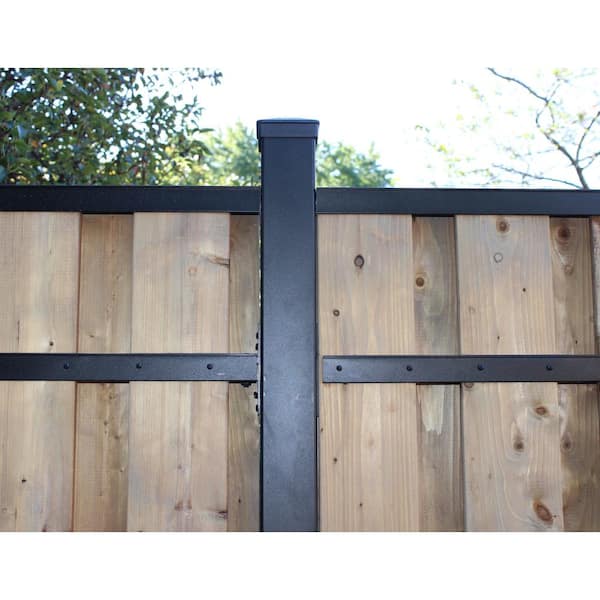 Slipfence 4 in. x 4 in. x 124 in. Black Aluminum Fence Post Includes Post Cap