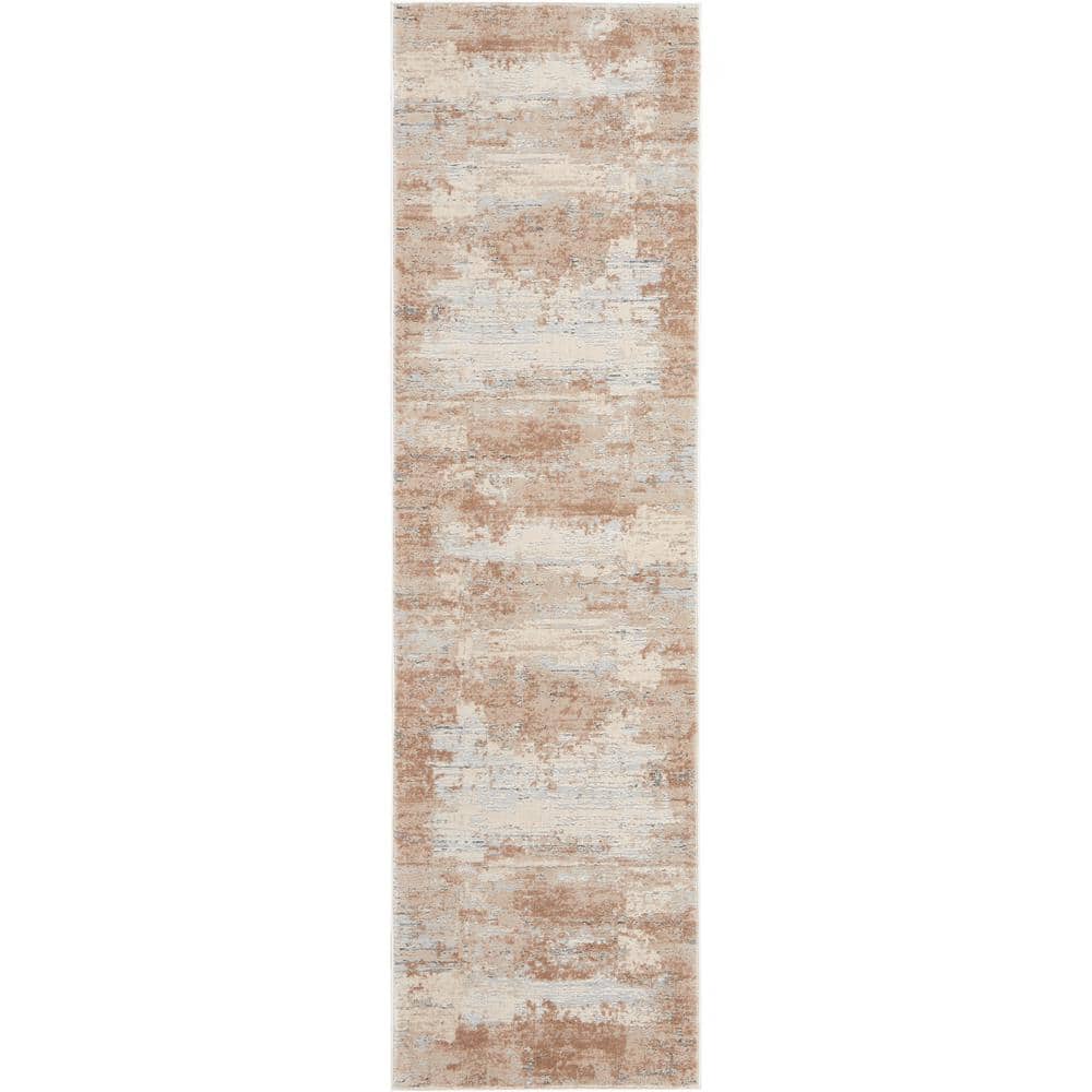Handmade Ivory Cotton Abstract Runner Rug 26" x 7'