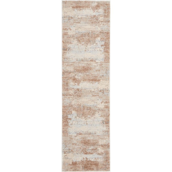 Nourison Rustic Textures Beige 2 ft. x 8 ft. Abstract Contemporary Kitchen Runner Area Rug