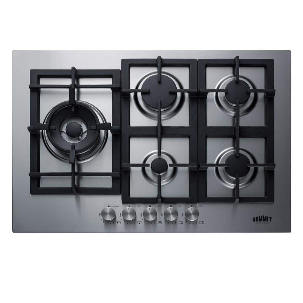 30 in. Gas Cooktop in Stainless Steel with 5 Burners