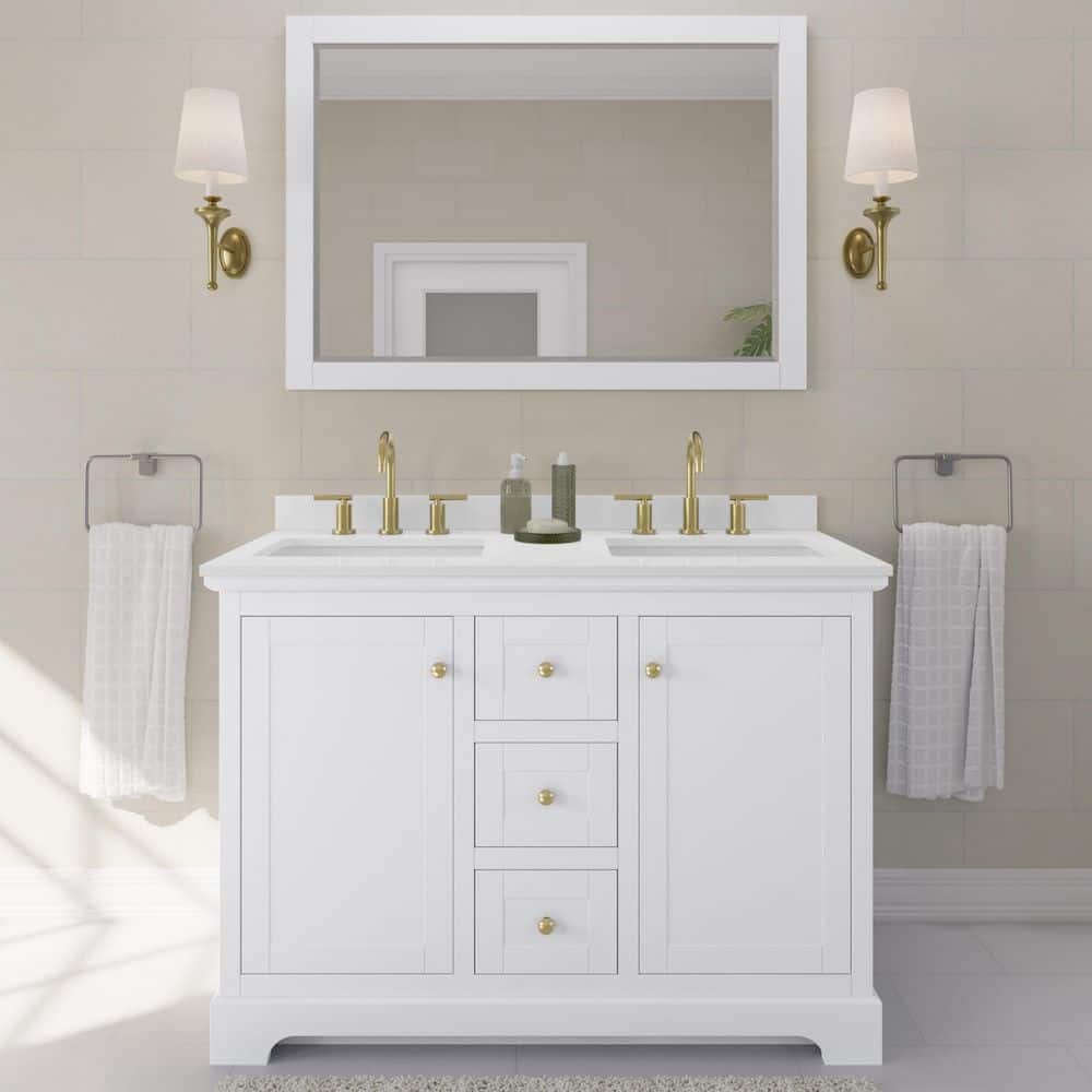 Avery 48 in. W x 22 in. D x 35 in. H Double Bath Vanity in White with White Quartz Top price history on PriceWatchPro
