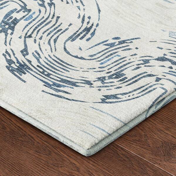 Mayfield Premium Machine Washable Abstract AMF2461 Ivory 10 ft. x 14 ft. Area Rug