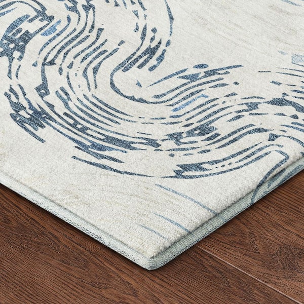 Mayfield Premium Machine Washable Abstract AMF2461 Ivory 3 ft. x 5 ft. Area Rug
