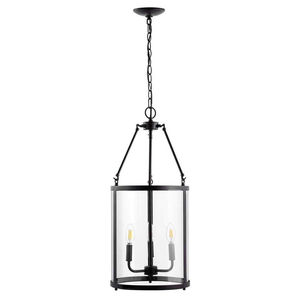 Kinsley 12" Industrial Farmhouse Oil-Rubbed Bronze LED Pendant with Clear Glass