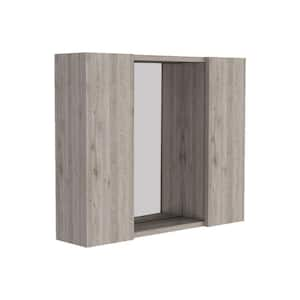 23.6 in. W x 19.5 in. H Beige Rectangular Double Door Medicine Cabinet with Mirror