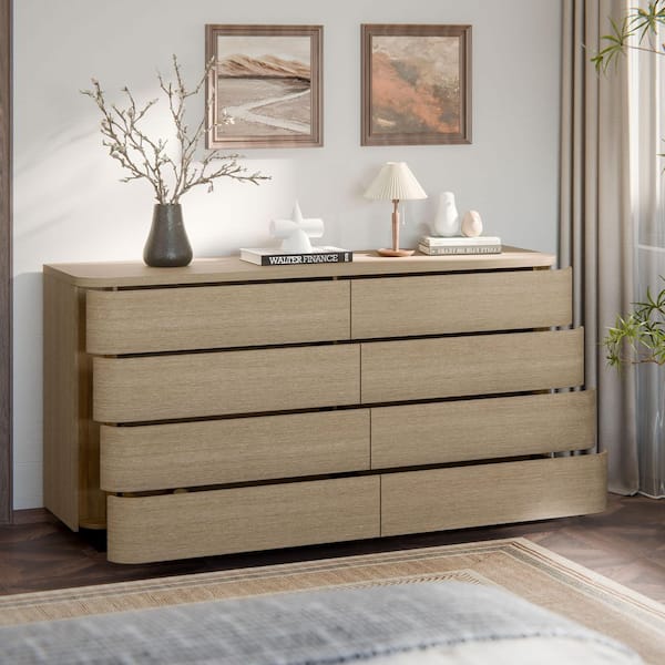 Homsee Orbis Light Oak 8-Drawer 70.8 in. Chest of Drawers with