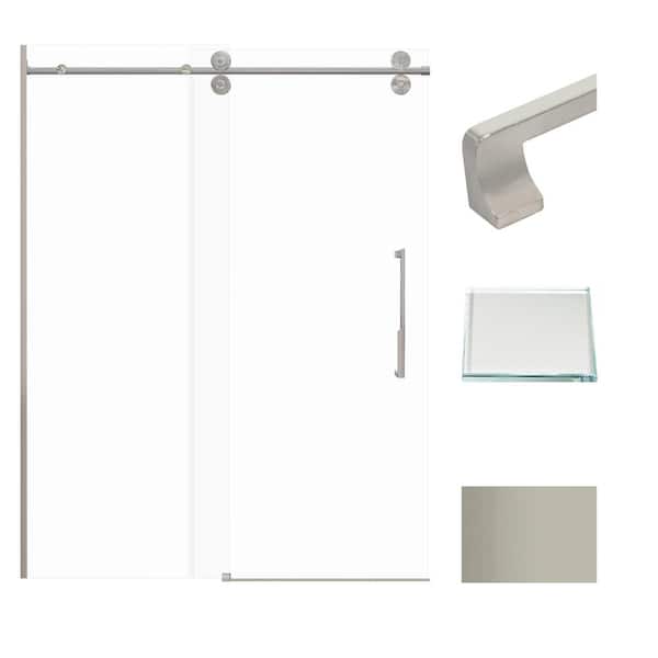 Transolid Teegan Plus 59 in. W x 80 in. H Sliding Door with Fixed Panel Semi-Frameless Shower Door with Clear Glass