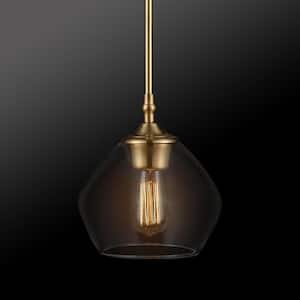 Harrow 1-Light Matte Brass Shaded Pendant with Clear Glass Shade