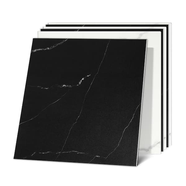 12 in. x 12 in. Vinyl Black and White Peel and Stick Backsplash Tile for Kitchen and Bathroom 12-Pack (Covers 12 sq.ft.)