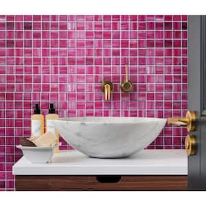Pink 11.3 in. x 11.3 in. Polished and Matte Finished Glass Mosaic Tile (4.43 sq. ft./Case)