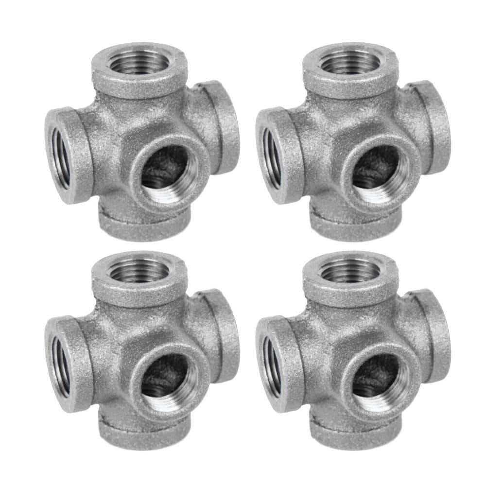 3/8 in. Black Malleable Iron FPT x FPT x FPT x FPT x FPT 5-Way Cross Fitting (4-Pack) price history on PriceWatchPro