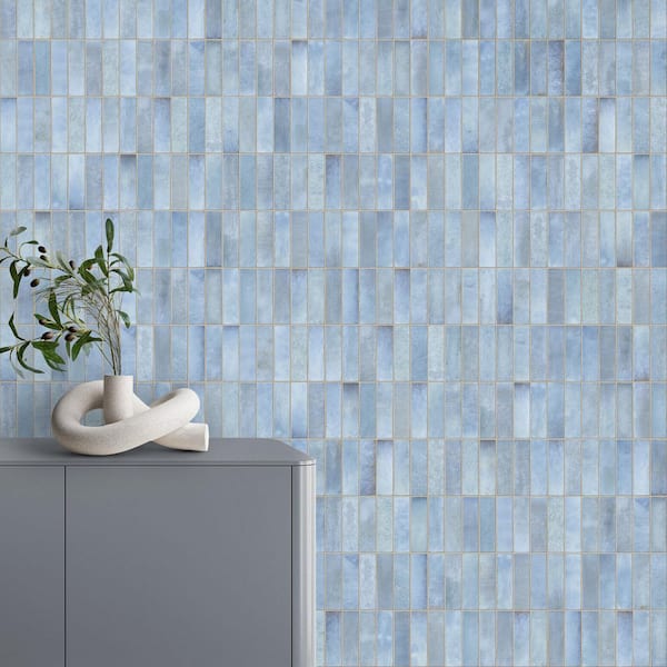 Spanish Artis 4 in. x 12 in. x 9mm Glazed Porcelain Wall Tile Azul-Sample