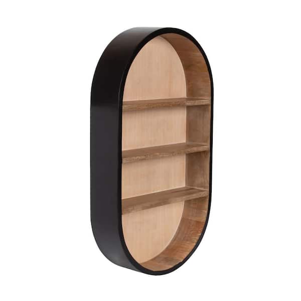 Hutton 16 in. W x 5 in. D Natural/Black Wood Decorative Wall Shelf