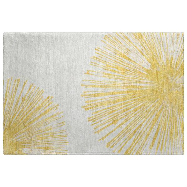 Dream Shag Premium Machine Washable Abstract ADS642 Gold 2 ft. x 3 ft. Accent Rug