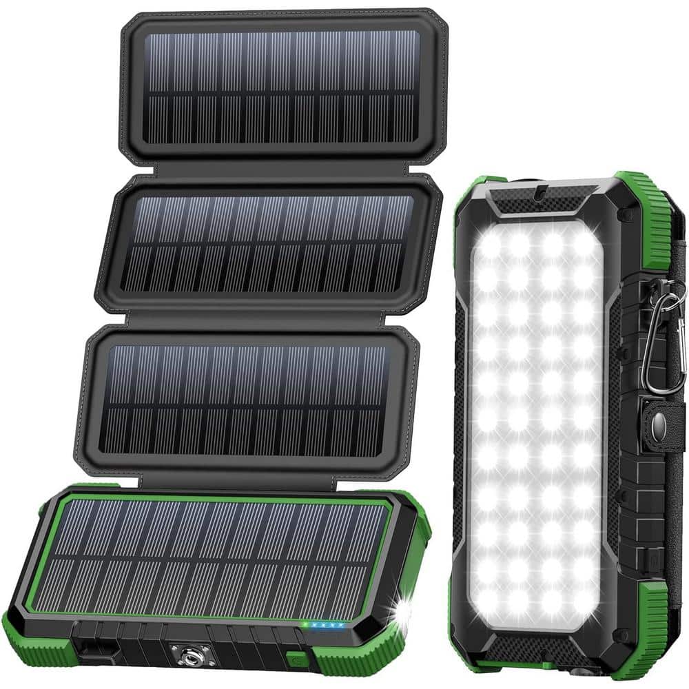 20000mAh Portable Solar Power Bank PD18W Fast Charging with 4 Foldable Pane