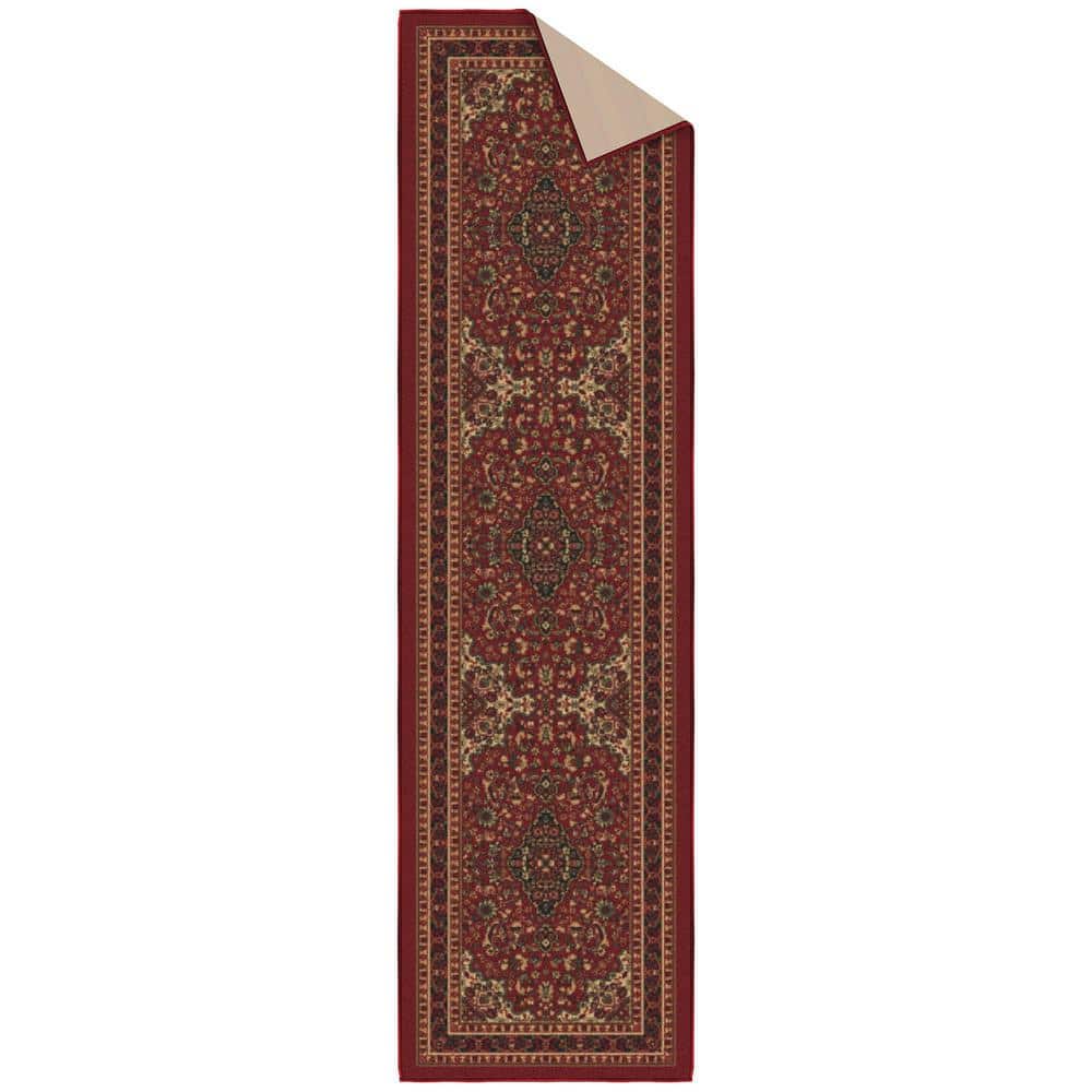 Red Oriental Design Washable Non-Slip Runner Rug