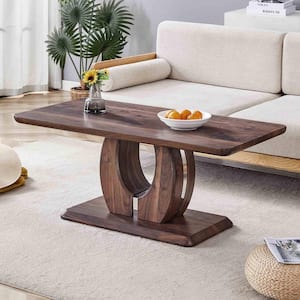 43.3 in. Walnut Rectangle MDF Coffee Table