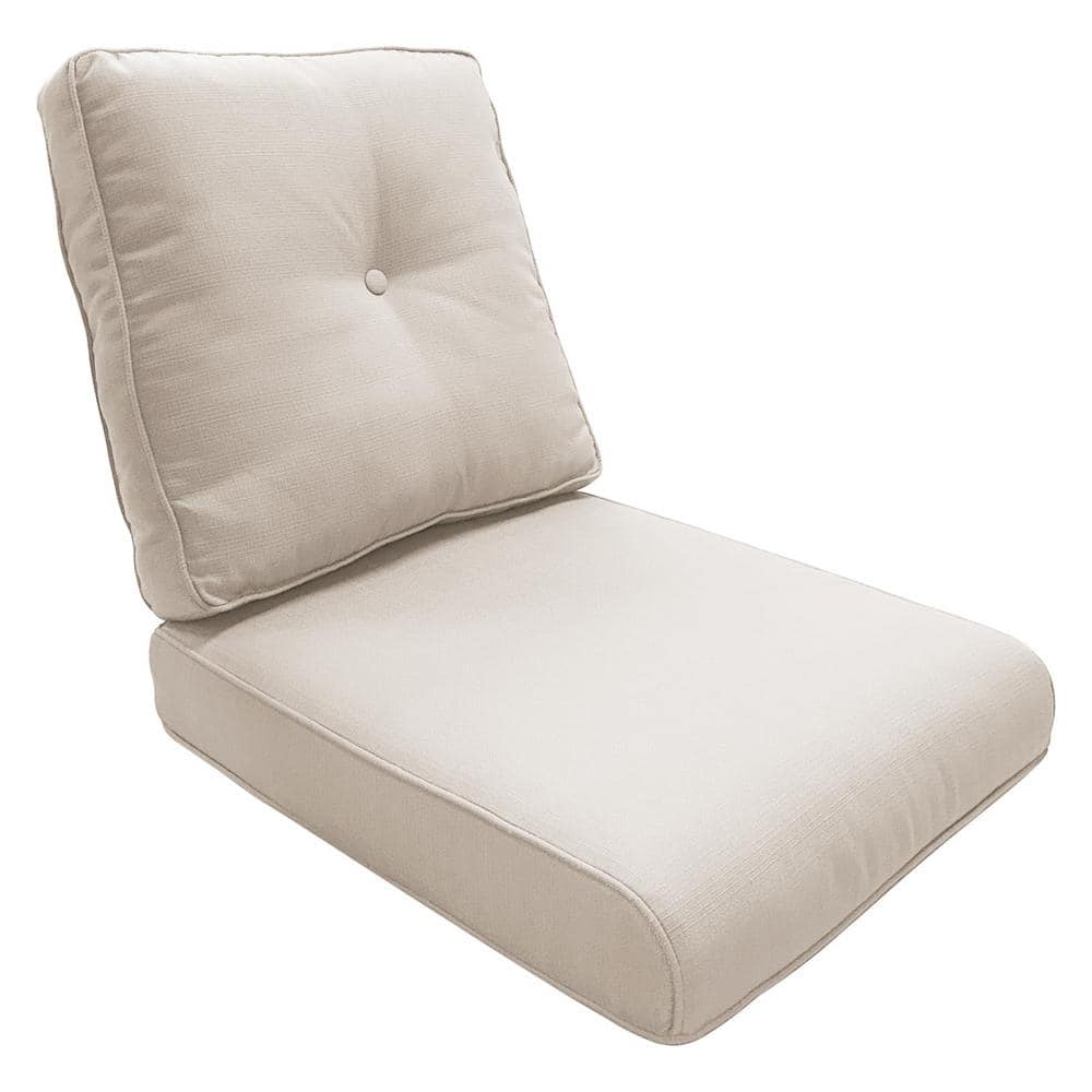 24 in. x 24 in. Beige Deep Green Olefin Replacement Outdoor Seat Cushion Pe
