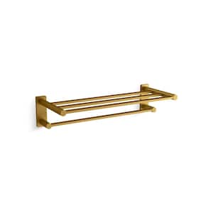 Parallel 24 in. Wall Mounted Hotelier Guest Towel Holder in Vibrant Brushed Moderne Brass