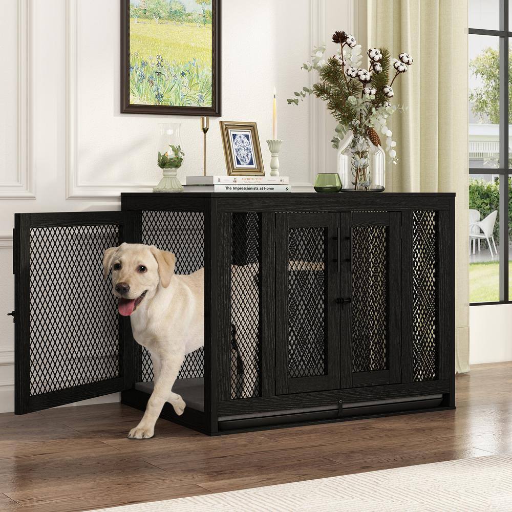 WIAWG Wooden Dog Crate Furniture, Dog Kennel with Cushion, HeavyDuty