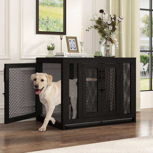 WIAWG Wooden Dog Crate Furniture, Dog Kennel with Cushion, Heavy-Duty ...