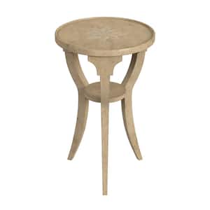 24.25 in. H x 15.75 in. W x 15.75 in. D Beige Dalton Wood Round Accent Table