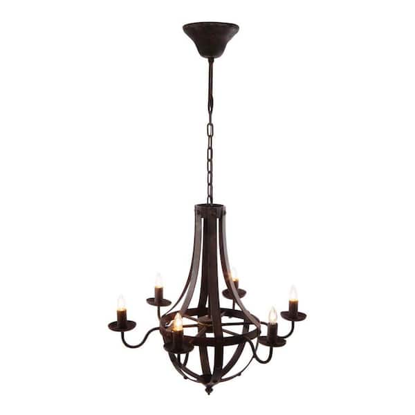 60-Watt 6-Light Metal Chandelier Hanging Light Fixture for Kitchen Dining Room No Blub E26