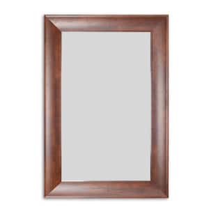 27.5 in. H x 25.5 in. W Rustic Framed Rectangle Brown Decorative Mirror