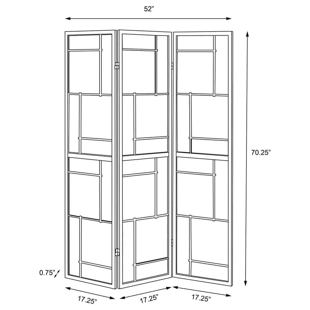Black and White 3-Panel Shoji Folding Screen